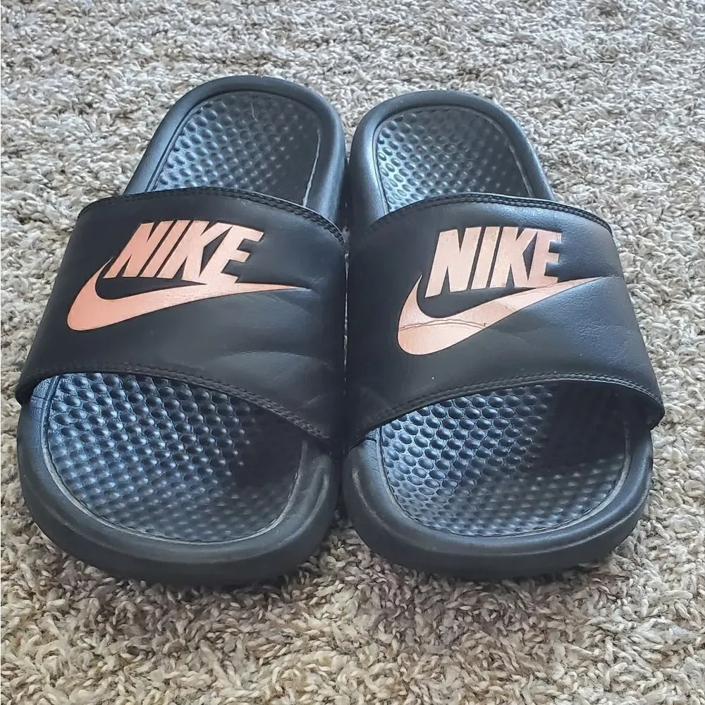 Nike Black & Blush Slide on Shoes